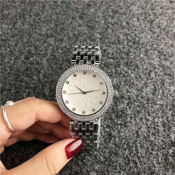 

6056hz luxury women's watch royal oak carved diamond casual m quartz watch steel belt 38mm sale, Slivery;brown