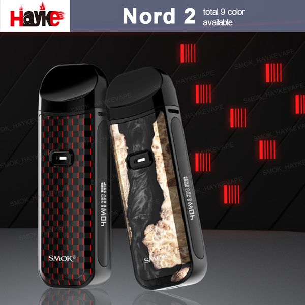 

Authentic Smok Nord 2 kit with 1500mAh battery with 4.5ml Nord2 RPM / Nord Pod Cartridges 0.69inch OLED screen multiple protection