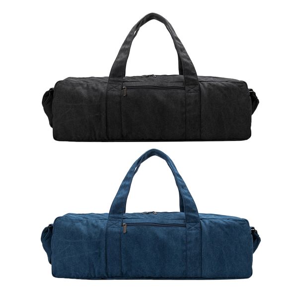 

yoga mat duffle bag canvas bag with and zipper black+blue
