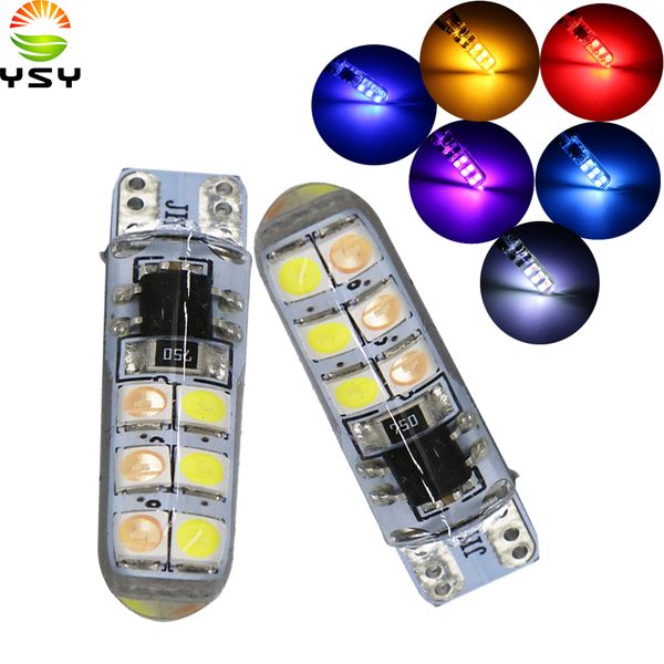 

ysy 200pcs t10 w5w 3030 12 led silica gel wedge car turn side lights silicone shell auto interior dome lamps parking bulb