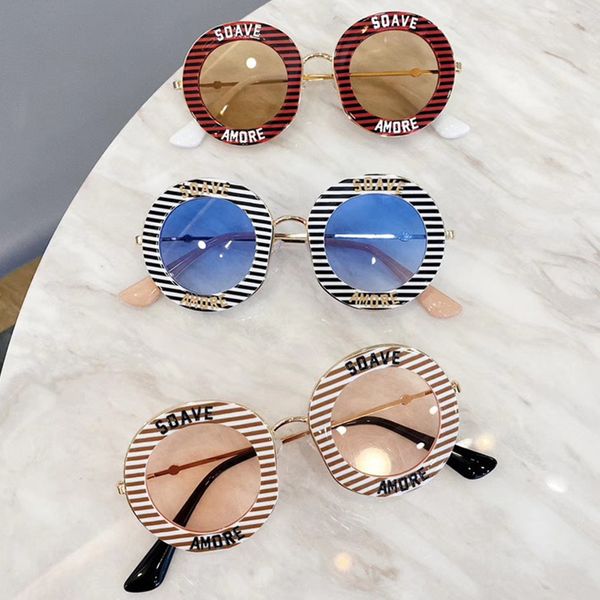 

fashion sunglasses frames vintage letter round glasses stripe frame lunette party eyewear shades for femme clear lens uv400, Black