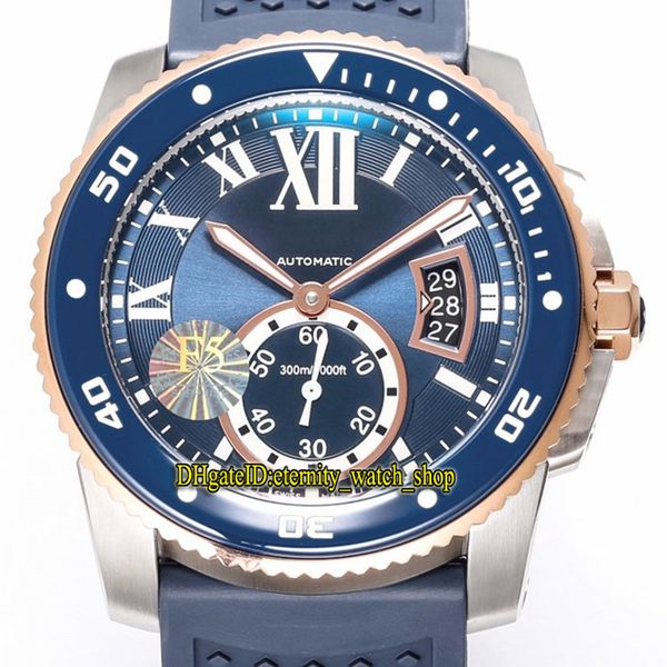 

tw f5 version calibre de w2ca0009 cal.1904-ps mc automatic blue big date dial luminous mens watch ceramic bezel rubber sport watches, Slivery;brown