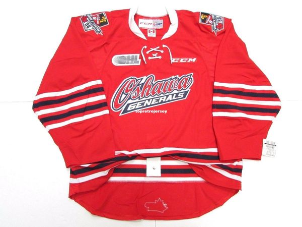 

custom oshawa generals red ohl pro ccm hockey jersey stitch add any number any name mens hockey jersey xs-6xl, Black;red