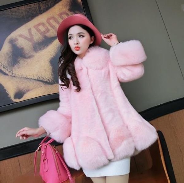 

fluffy 2019 winter women's faux fur coat artificial fur overcoat furry jacket femme plus size fluffy fake outwear z205, Black