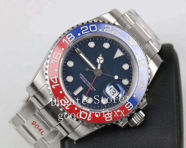 

watches for men automatic cal.3285 watch black blue dial ceramic gm factory mens 904l steel gmt ii pepsi 126719 blro eta sapphire swiss, Slivery;brown