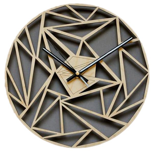 

fashion creative geometric pattern wall clock wall art deco clock hanging table quartz wooden