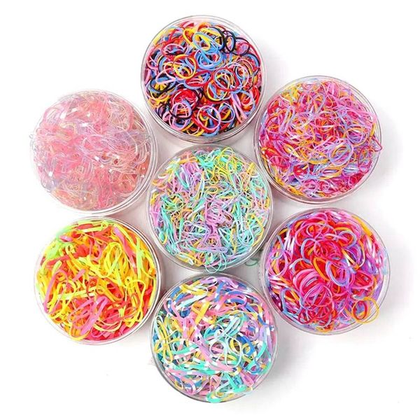 

300-500pcs/pack girls colorful small disposable rubber bands gum for ponytail holder elastic hair bands fashion hair accessories, Slivery;white