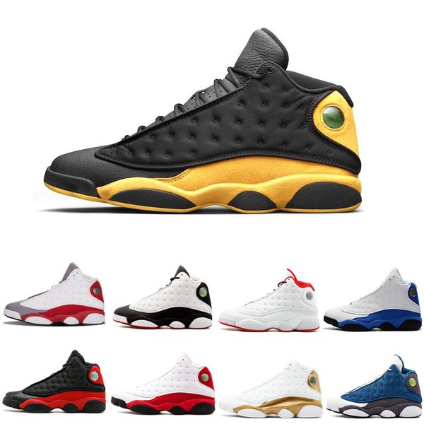 

new 13 13s men basketball shoes bred black brown blue white hologram flints grey red sports sneakers size7-13