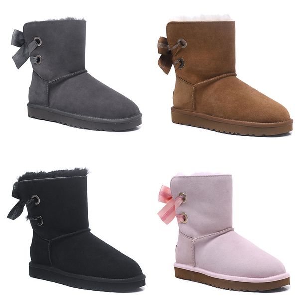 

2020 snow sports women winter snow boots fashion australia classic short bow boots ankle knee bow girl bailey boot size 35-40