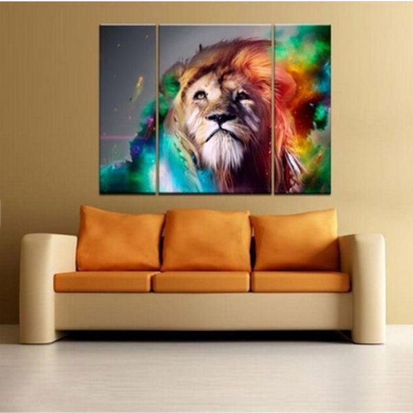 

large canvas modern home decor wall art painting picture lion animal print