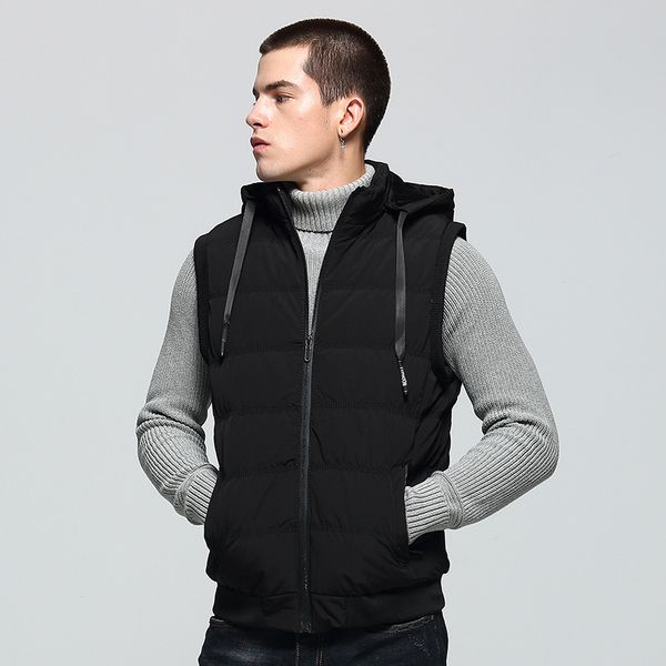 

hooded vest men new autumn warm sleeveless jackets male winter cotton padded waistcoat men's vest casual coats outerwear vt-229, Black;white