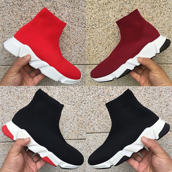 

luxury paris speed trainer fashion casual shoes mens womens mid stretch knit triple black white lovers party sock men designer shoes