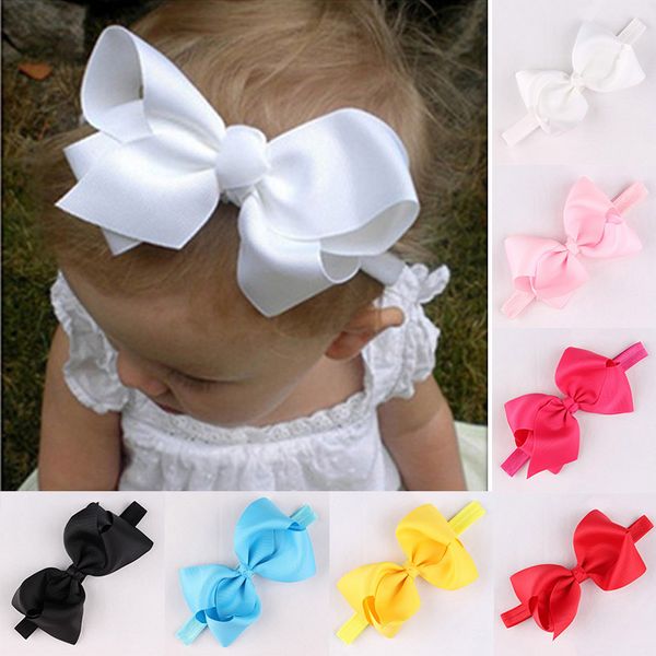 

big bow baby headbands newborn elastic hair band infant kids baby girls headbands turban cute haarband hair accessories, Slivery;white