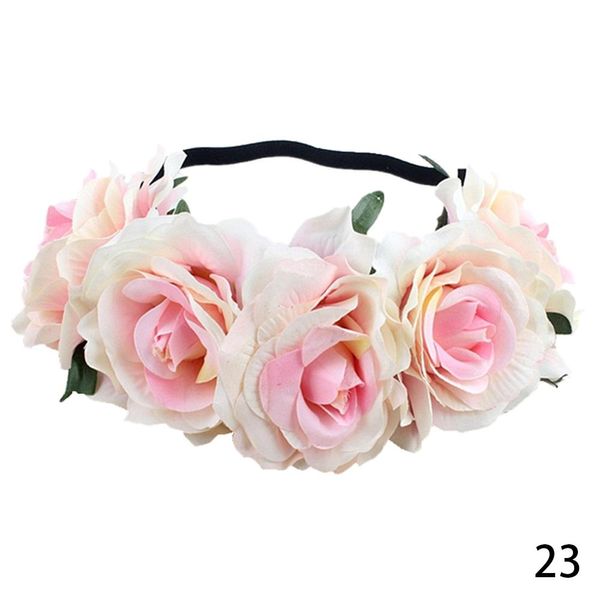 

elegant beautiful rose peony flower crown bridal floral wreath wedding headbands accessories women bridesmaid bridal headwear