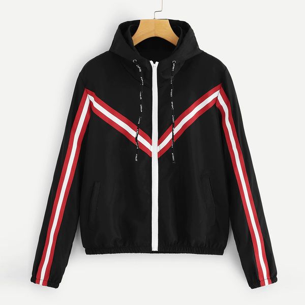 

sport jacket women thumb holes hoodies reflective zipper gym hoodie hip hop jacket training fitness sport coat running clothes, Black;brown