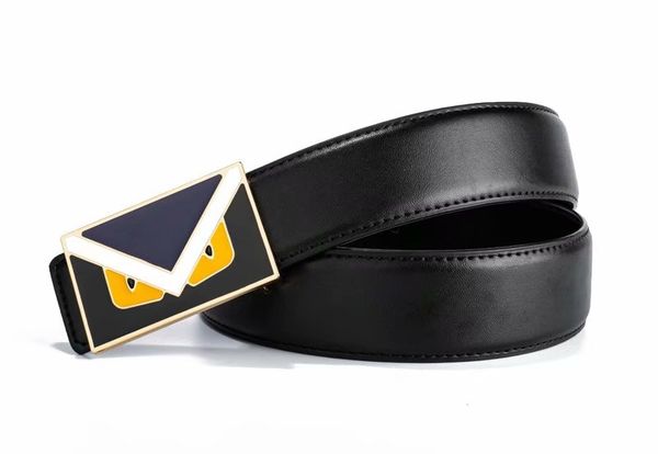 

fashion mens business belts ceinture big smooth buckle genuine leather belts for, Black;brown