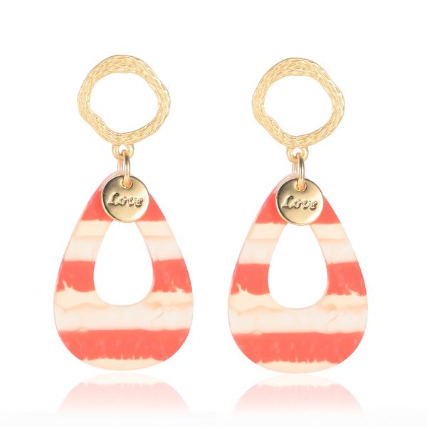 

zwpon trendy coral color teardrop resin acrylic drop earrings acrylic summer fashion brand earrings for woman female jewelry, Silver