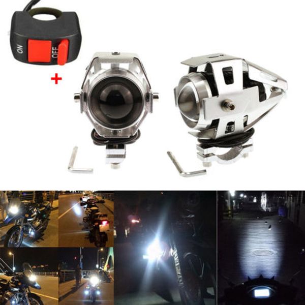 

2pcs u5 125w lamp motorcycle led headlight driving fog head spot light silver