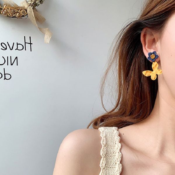 

fashion butterfly drop earrings female 2020 new earrings temperament fashion personality flower aretes de mujer, Silver