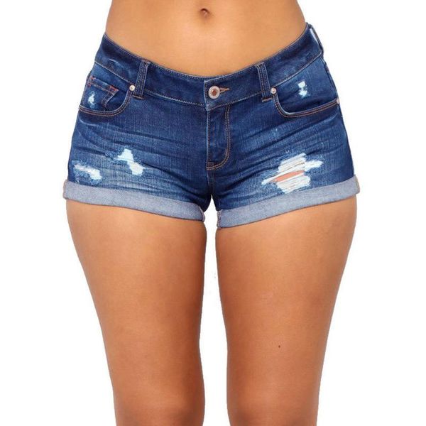 

summer new 2020 women slim hole ladies girls zipper pocket mini shorts blue denim hole jeans high waist mini shorts pants5.22