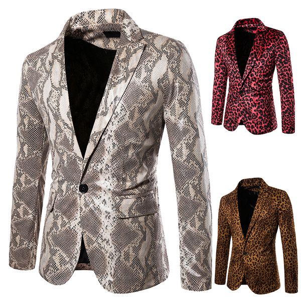 

grey snakeskin male unique design single button plus size banquet talicoat bar singer performance costumes party men suit coat, White;black