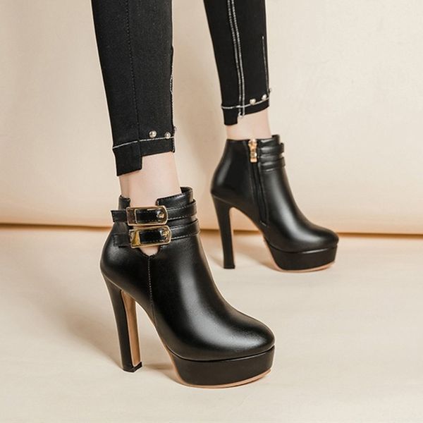 

2020 женской ботильоны sexy platform pumps winter fur black туфли леди мода новой