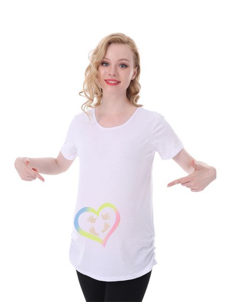 

pregnant women designer tshirts short sleeve crew neck women print solid color women casual tshirts, White