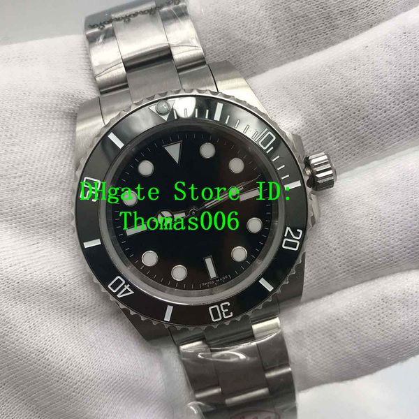

sub watches 114060 good quality no date 2813 automatic black dial ceramic bezel mens watch 316l stainless steel men watches, Slivery;brown