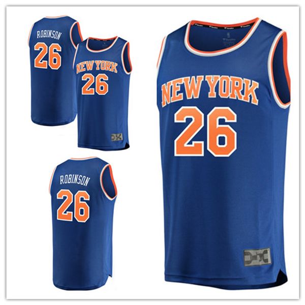 

custom 2019 men's new york knicks 26 mitchell robinson fanatics branded blue fast break nba sewing basketball kids jersey, Black