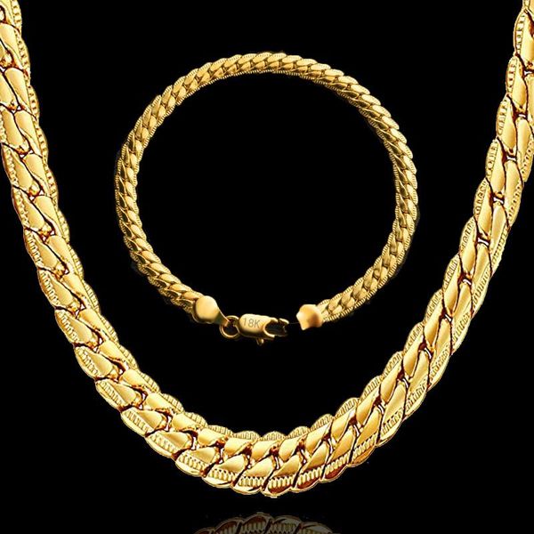 

men women's jewelry set silver gold bracelet necklace set double curb cuban weaving chain boho wholesale jewelry wedding gift