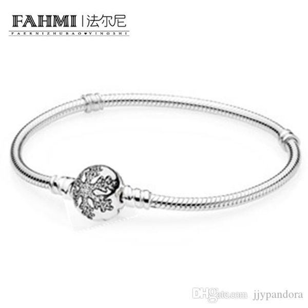 

fahmi 100%925 silver zircon snowflake basic bracelet women fashion accessories bracelets diy beaded jewelry, Black