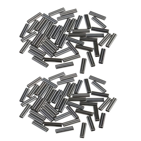 

100pcs copper double barrel crimping sleeves 0.8mm bore tube connector