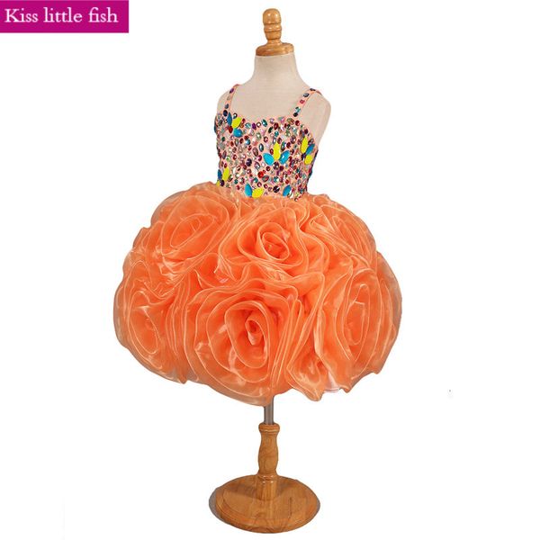 

2019 short flower girl dresses ball gown flower girl, Red;yellow