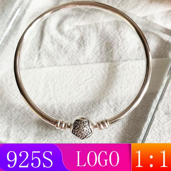 

lism [wholesale] s925 sterling silver 2019 winter new 1: 1 star buckle basic bracelet fashion lady gift diy original jewelry, Black