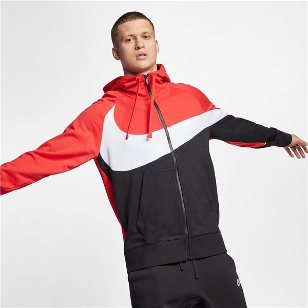 

дизайнер толстовки уличный бренд мужские толстовки молния куртки хип-хоп хлопок махровые хит цвет сшивание с капюшоном пальто с высоким воро, Black;brown