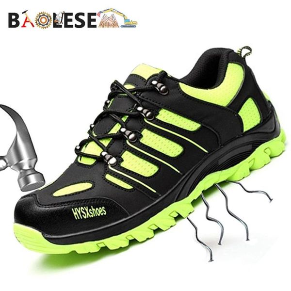 

baolesem man safety shoes mesh breathable men work shoes steel cap toe work safety summer indestructible safty footwear, Black