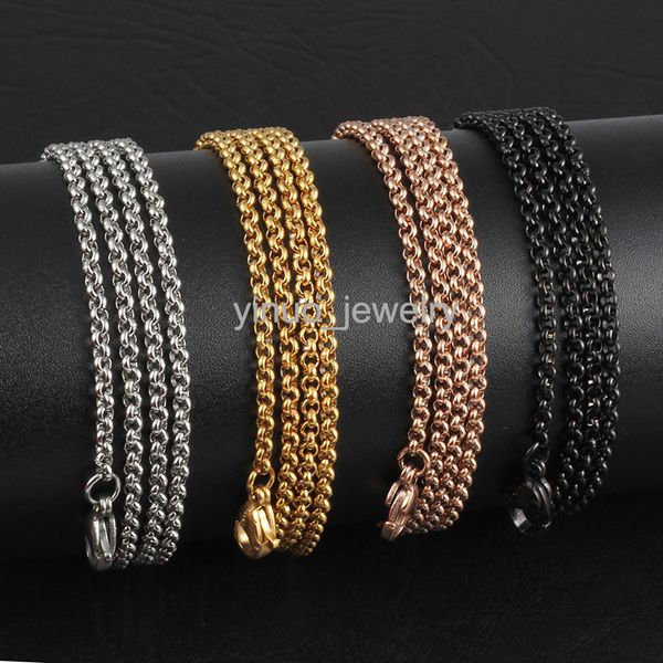 

stainless steel 18-32 inches silver/rose gold/gold/black 2.3mm rolo chain pendant necklace jewelry for women/men