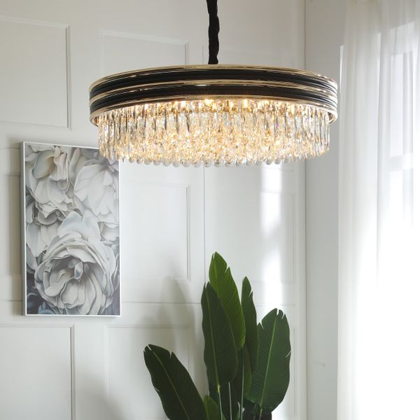 

новый дизайн европейского k9 хрустальная люстры освещение роскошного черные подвесных светильники люстра люстра с светодиодными лампочками д