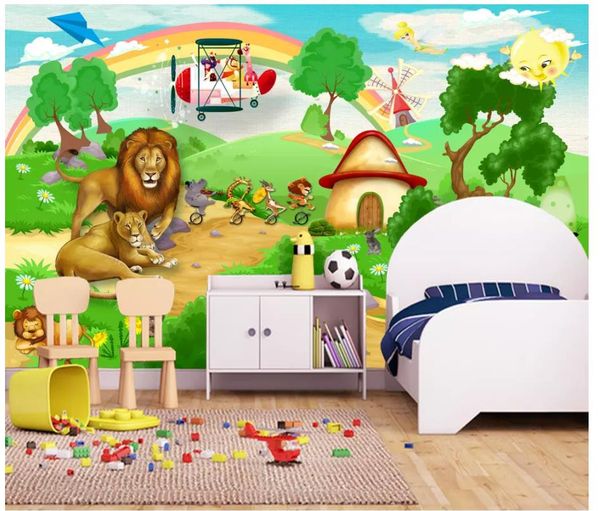 3D fototapete benutzerdefinierte 3d wandbilder wallpaper Tier Geschichte Tierpark Cartoon Kinderzimmer Kinderzimmer Wandbild Wand