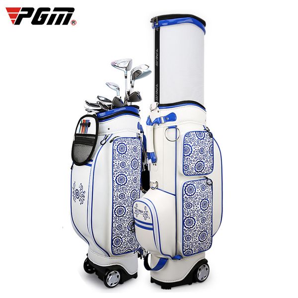 

pgm golf bag lady bag blue and white porcelain embroidery flexible retractable airbag standard bags d0739