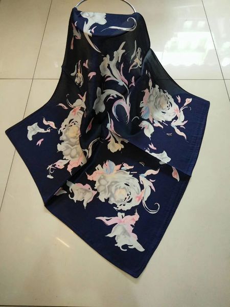 

girls womens 53cm square 100% real mulberry silk scarf silk satin neckerchiefs factory sale mixed 20 pcs/lot #4113, Blue;gray