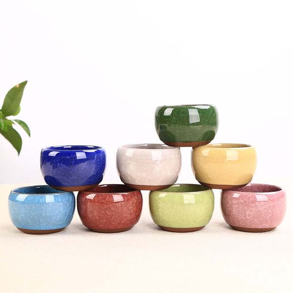 2019 Ice Cracked Mini Ceramic Flower Pot Colorful Cute Flowerpot