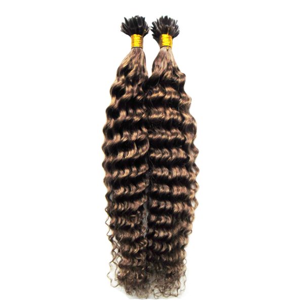 Italienischer Keratin-Stick I TIP Echthaarverlängerungen 100S Virgin Brasilianische Deep Wave Remy Haarverlängerungen Vorgebundene I TIP Remy Haarverlängerungen