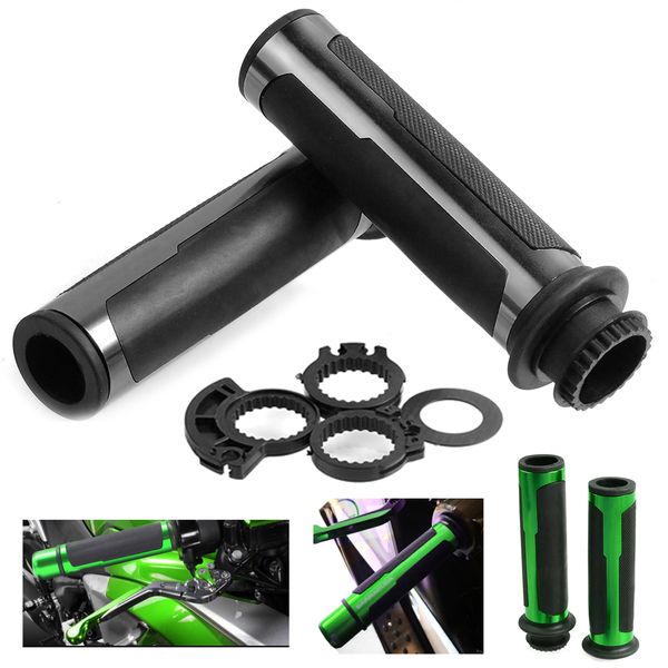 

7/8" 22mm rubber aluminum motorcycle cnc handle grips handlebar set for zzr, zx6r, zx250r, ex250, z800, z750, z250sl