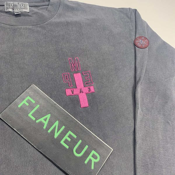 

men's designer t-shirt washed gray cross-stitch patch fashion brand high street long-sleeved t-shirt casual wear s-xl, White;black