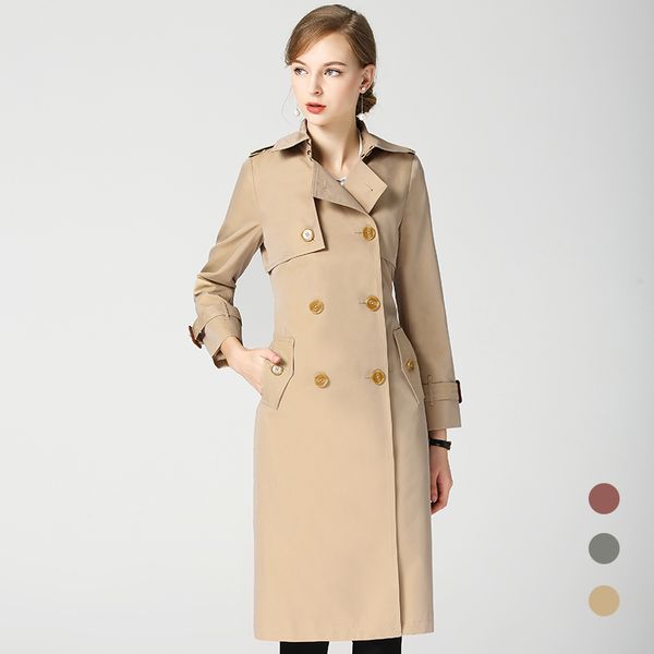 

women fashion fall 2019 trench coat women long coat plus size windbreaker trench for clothes 18280, Tan;black