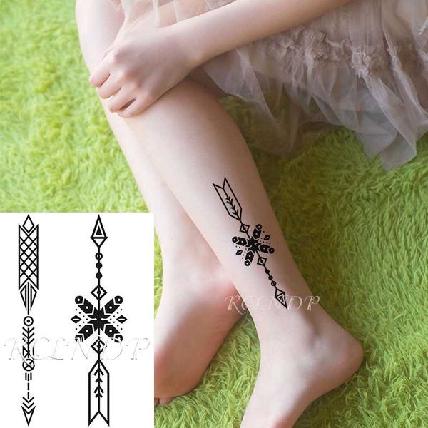 

waterproof temporary tattoo sticker arrow cross pattern line fake tatto flash tatoo arm back body art for men women