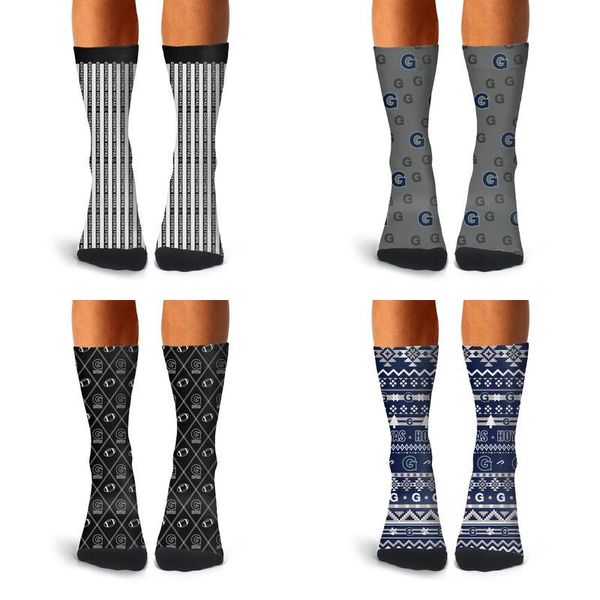 

man georgetown hoyas university football gray crew socks cotton retro casual warm fun stripell black logo christmas blue camouflage pink