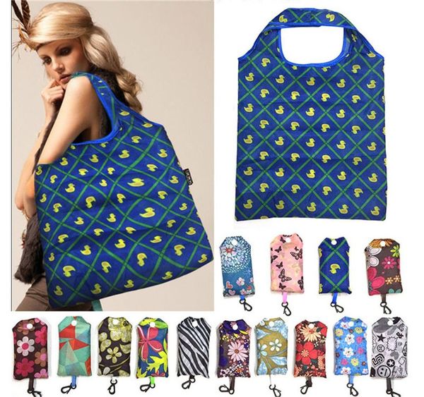 

home storage nylon foldable shopping bags reusable eco-friendly folding bag shopping bags new ladies storage bags a137