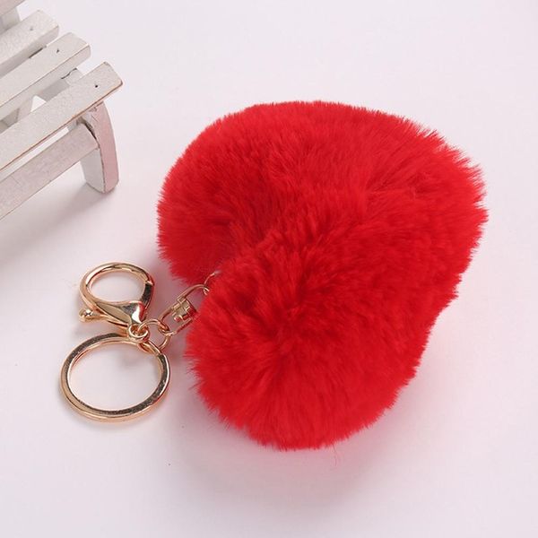 

plush heart shape cute keychain car key rings handbag bag pendant girl gift, Silver